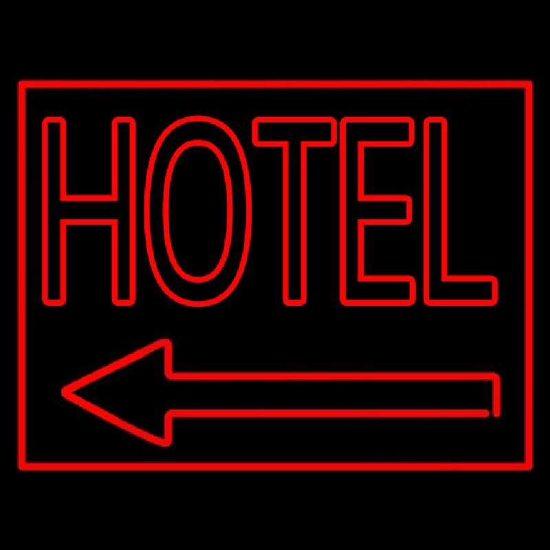 Red Hotel With Arrow Handmade Art Neon Sign