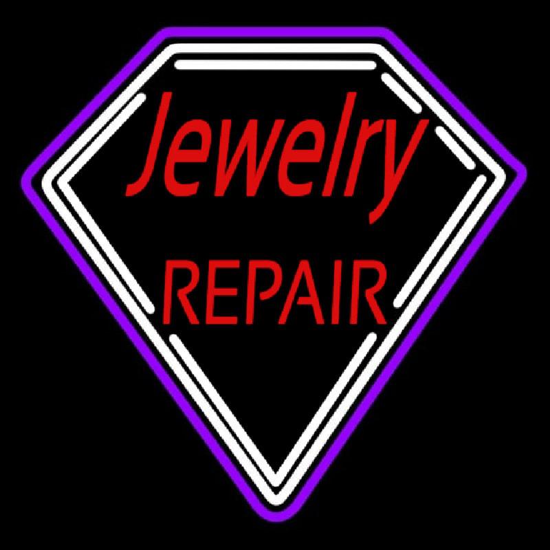 Red Jewelry Repair Diamond Border Handmade Art Neon Sign