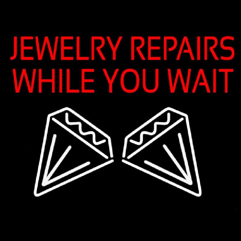 Red Jewelry Repairs While You Wait Logo Handmade Art Neon Sign