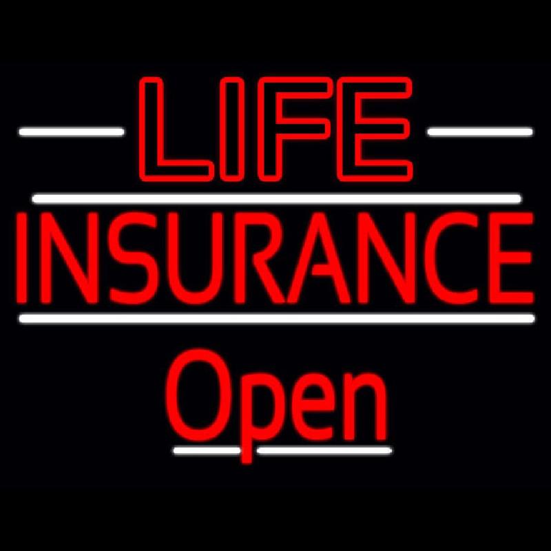 Red Life Insurance Open Handmade Art Neon Sign