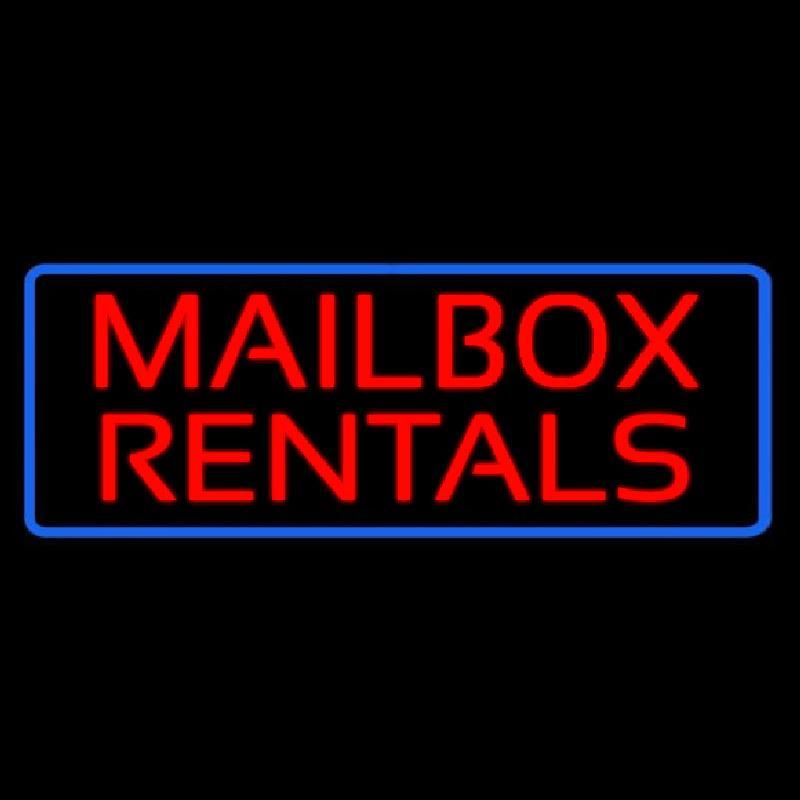 Red Mailbox Rentals Blue Border Handmade Art Neon Sign
