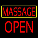 Red Massage Yellow Border Block Open Handmade Art Neon Sign