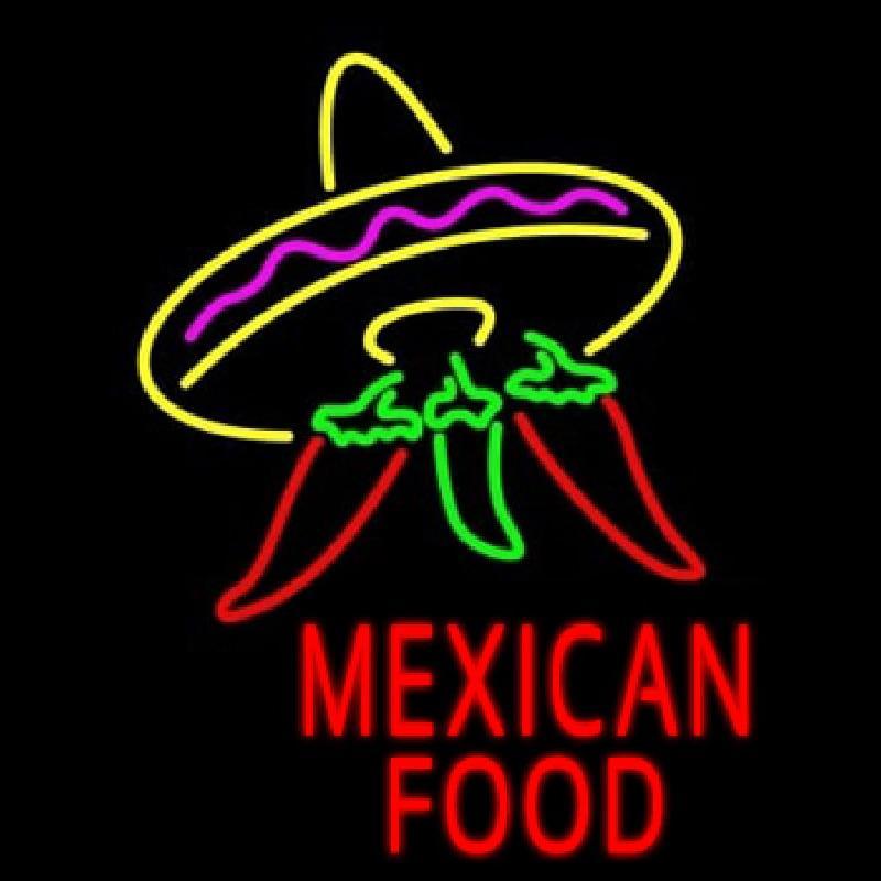 Red Mexican Food Logo Handmade Art Neon Sign
