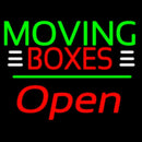 Red Moving Boxes Block Green Line With Open 2 Handmade Art Neon Sign