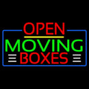 Red Moving Boxes Block Green Line With Open 4 Handmade Art Neon Sign
