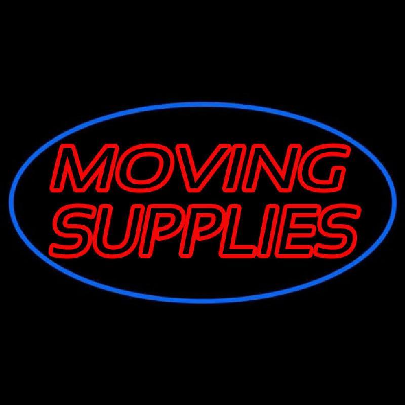 Red Moving Supplies Blue Oval Handmade Art Neon Sign