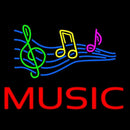Red Music With Musical Notes Handmade Art Neon Sign