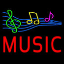 Red Music With Musical Notes Handmade Art Neon Sign