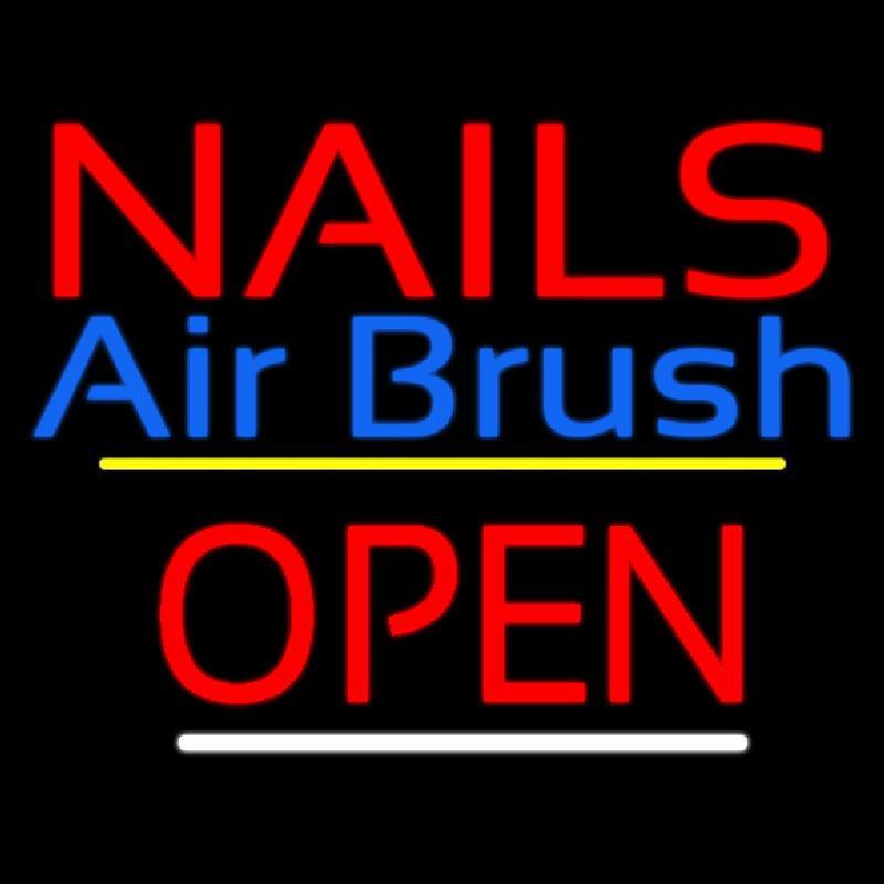 Red Nails Airbrush Open Yellow Line Handmade Art Neon Sign