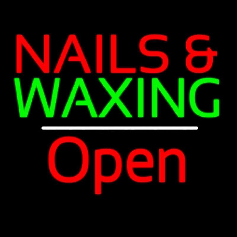 Red Nails And Green Waxing Open White Line Handmade Art Neon Sign