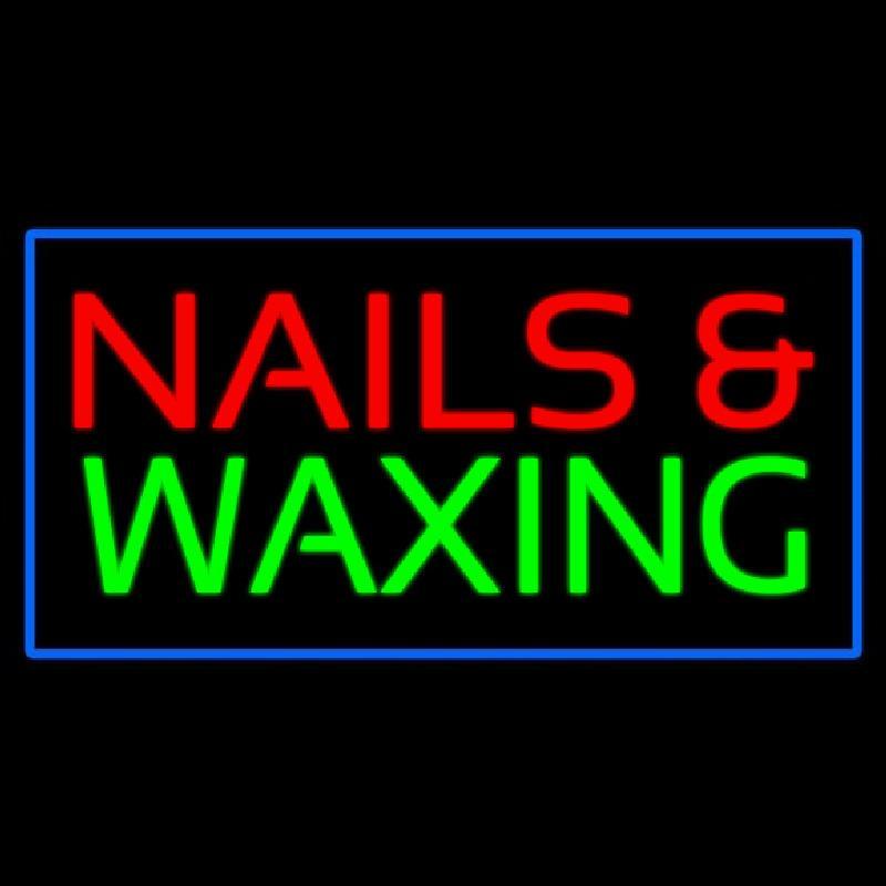 Red Nails And Waxing Green With Blue Border Handmade Art Neon Sign