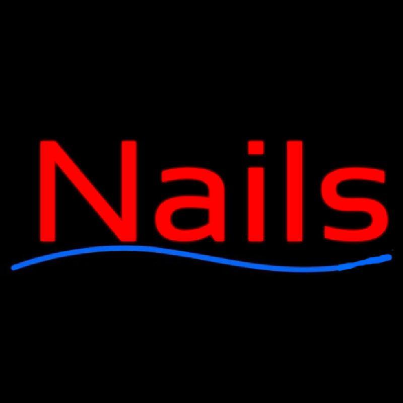 Red Nails Blue Waves Handmade Art Neon Sign
