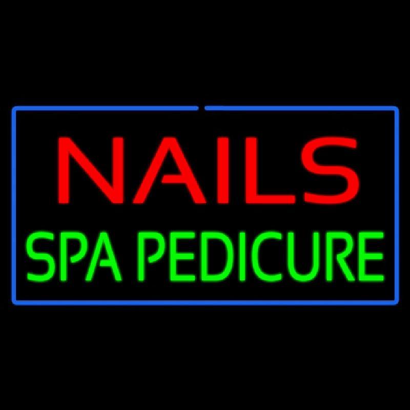 Red Nails Green Spa Pedicure With Blue Border Handmade Art Neon Sign