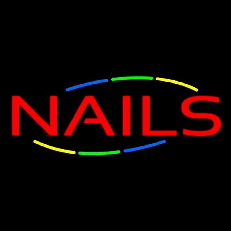 Red Nails Multi Colored Handmade Art Neon Sign