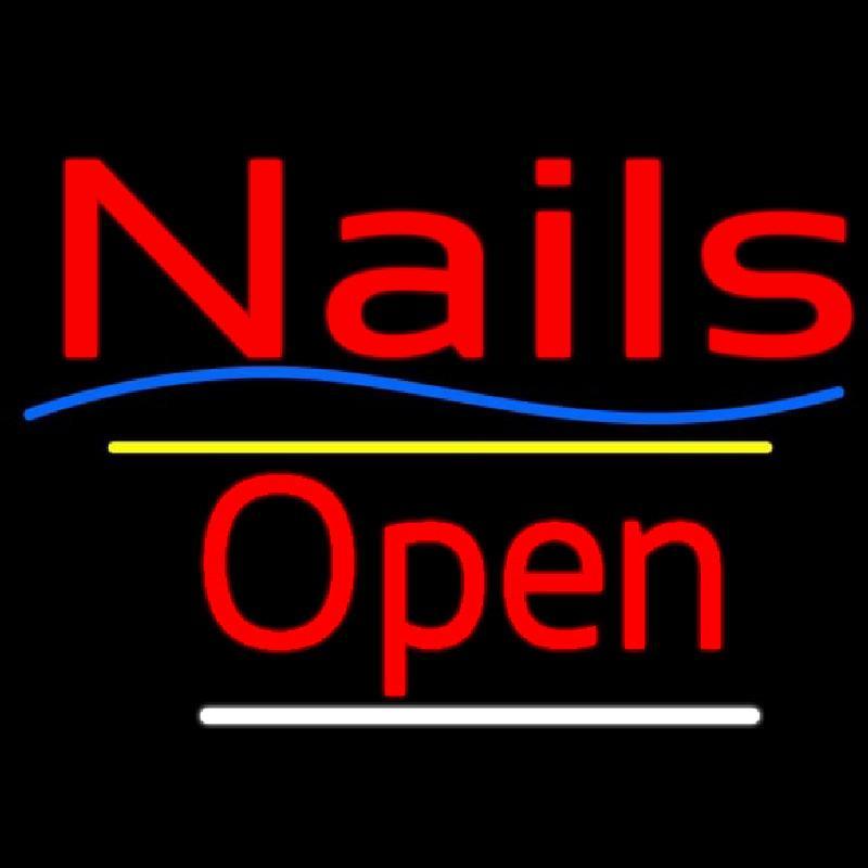 Red Nails Open Yellow Line Handmade Art Neon Sign