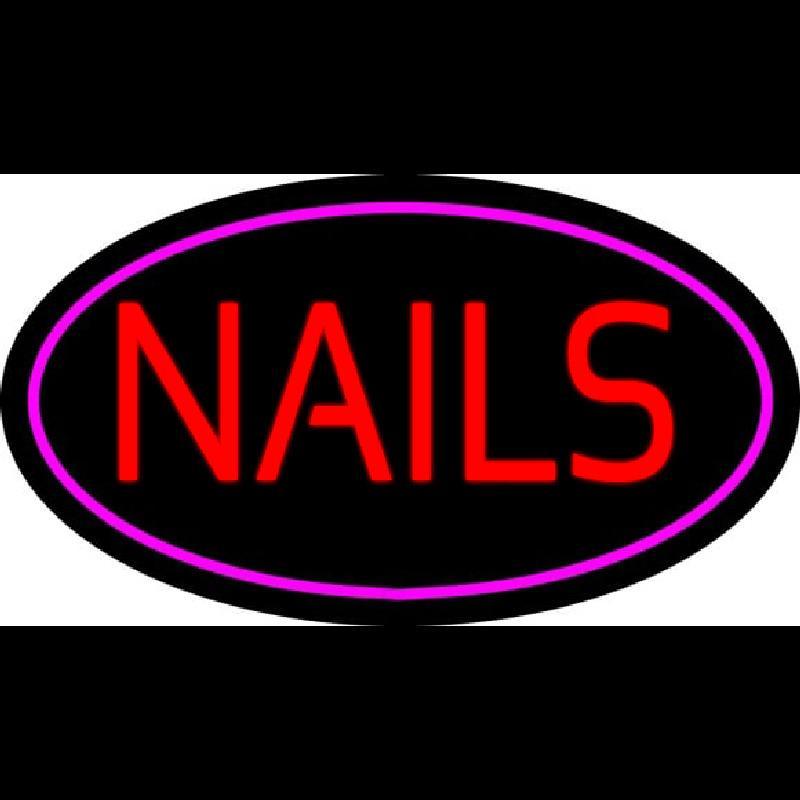 Red Nails Oval Pink Handmade Art Neon Sign