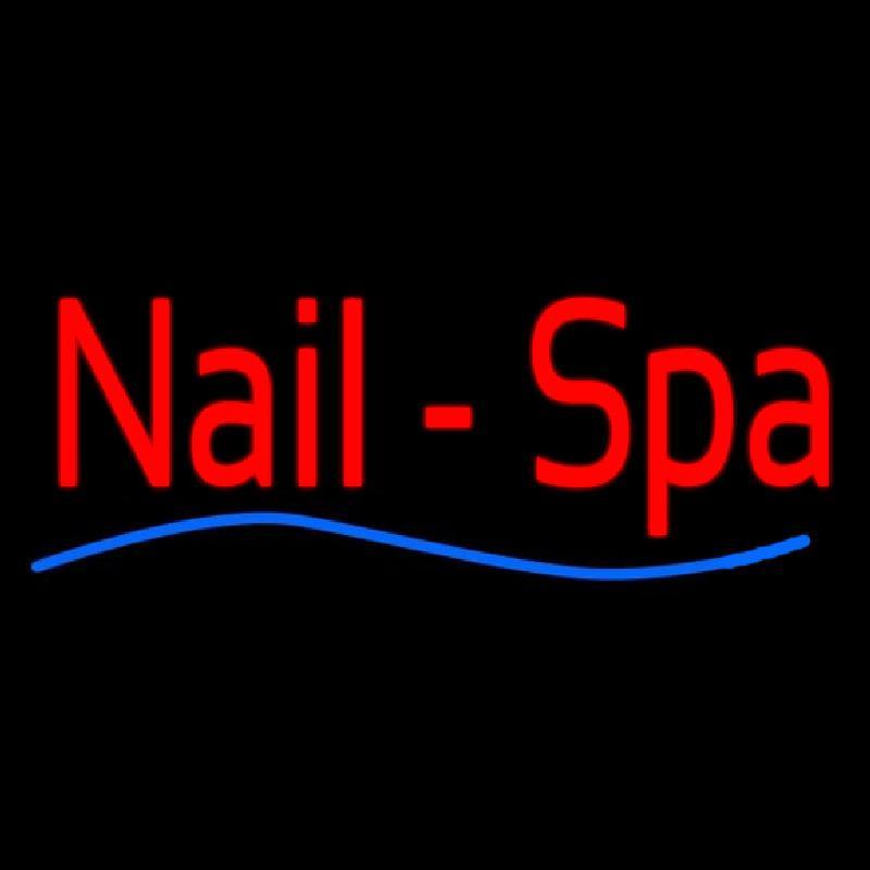 Red Nails Spa Blue Waves Handmade Art Neon Sign