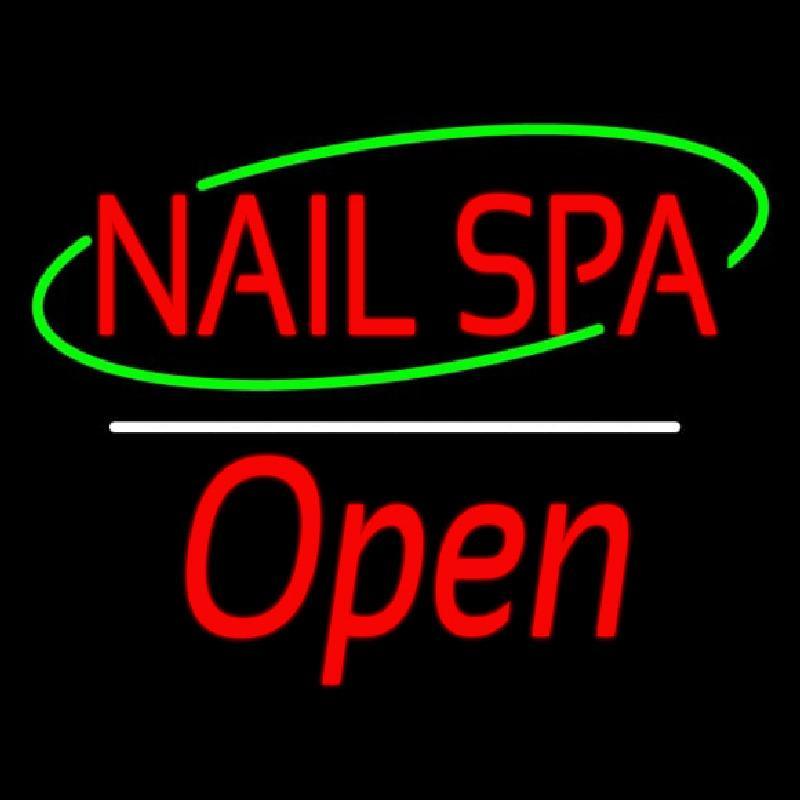 Red Nails Spa Open White Line Handmade Art Neon Sign
