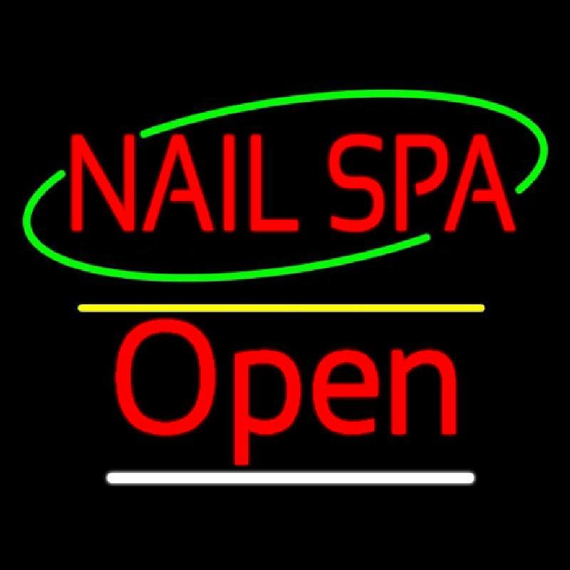 Red Nails Spa Open Yellow Line Handmade Art Neon Sign