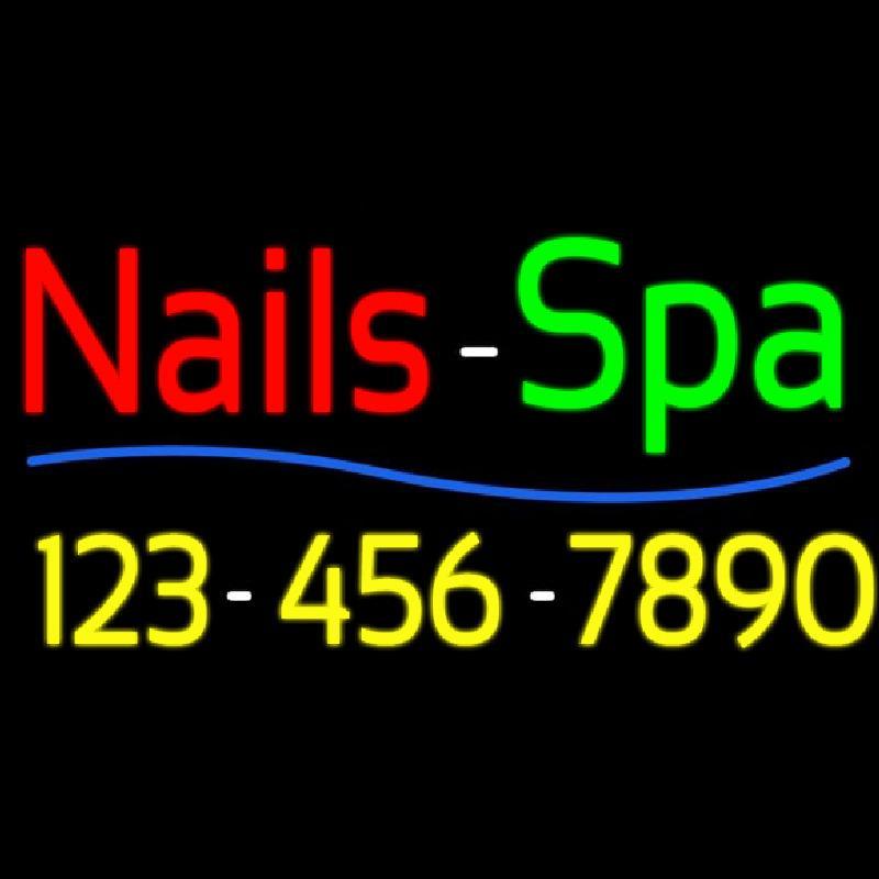 Red Nails Spa With Phone Number Handmade Art Neon Sign