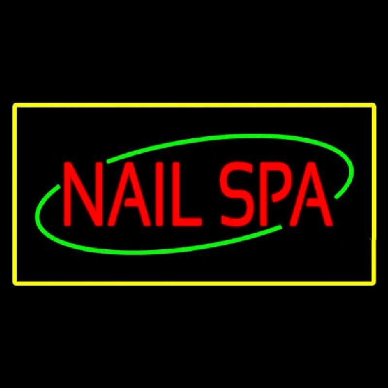 Red Nails Spa With Yellow Border Handmade Art Neon Sign
