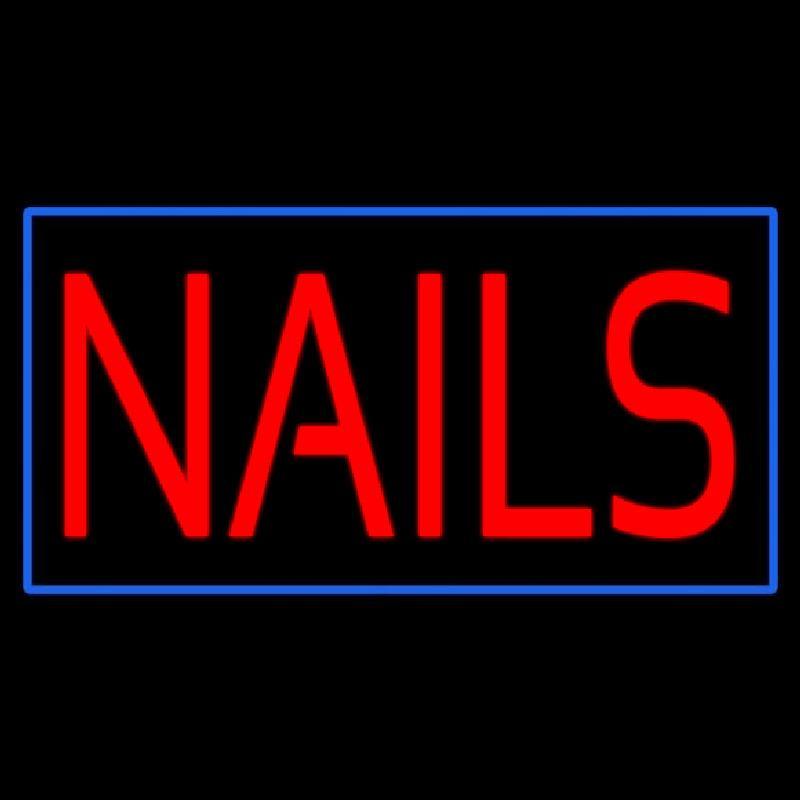 Red Nails With Blue Border Handmade Art Neon Sign