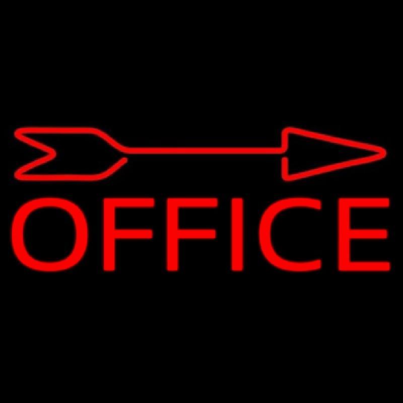 Red Office With Arrow Handmade Art Neon Sign
