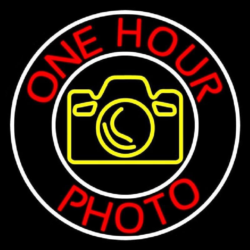 Red One Hour Photo Handmade Art Neon Sign