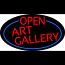 Red Open Art Gallery Oval With Blue Border Handmade Art Neon Sign