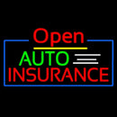 Red Open Auto Insurance Blue Border Handmade Art Neon Sign