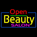 Red Open Beauty Salon With Blue Border Handmade Art Neon Sign