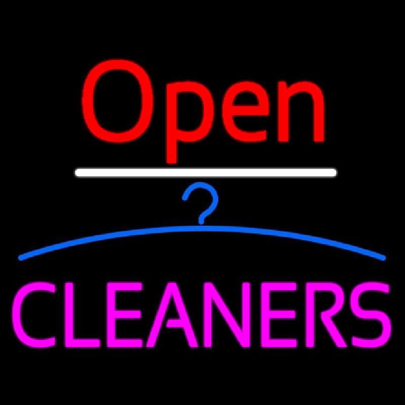 Red Open Cleaners Logo Handmade Art Neon Sign