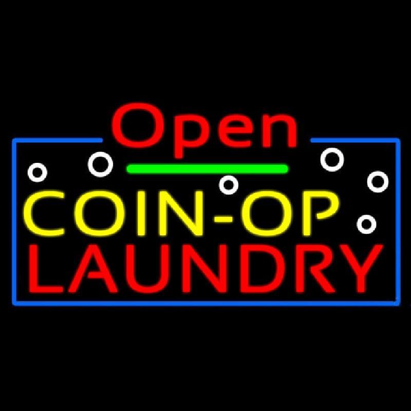 Red Open Coin Op Laundry Handmade Art Neon Sign
