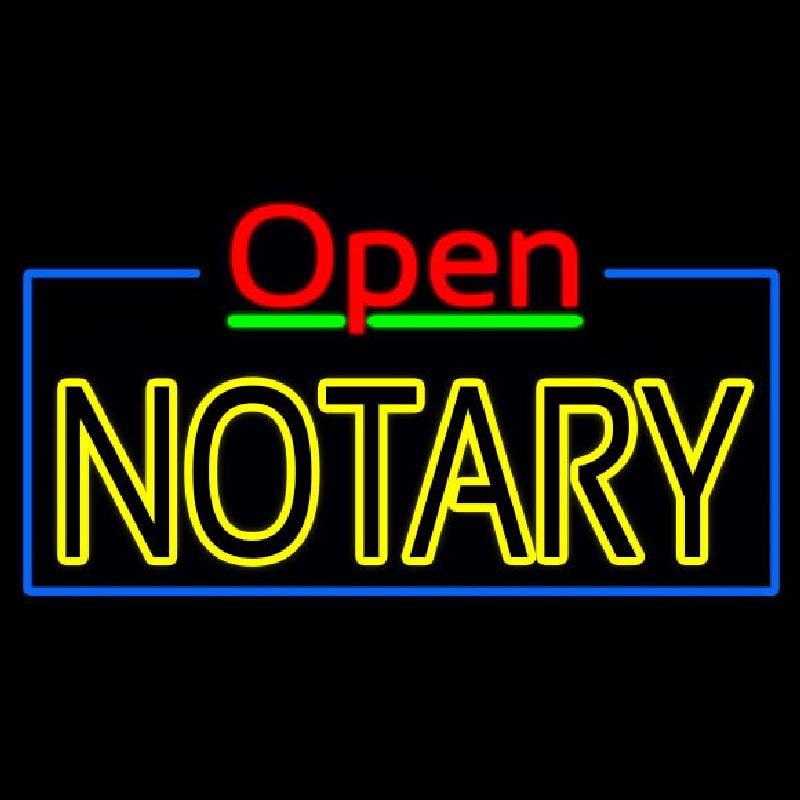 Red Open Double Stroke Yellow Notary Handmade Art Neon Sign