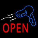 Red Open Hair Dryer Logo Handmade Art Neon Sign