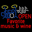 Red Open Music Fovorite Music And Wine Handmade Art Neon Sign