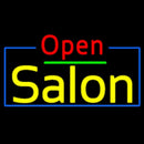 Red Open Salon With Blue Border Handmade Art Neon Sign