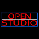 Red Open Studio With Blue Border Handmade Art Neon Sign