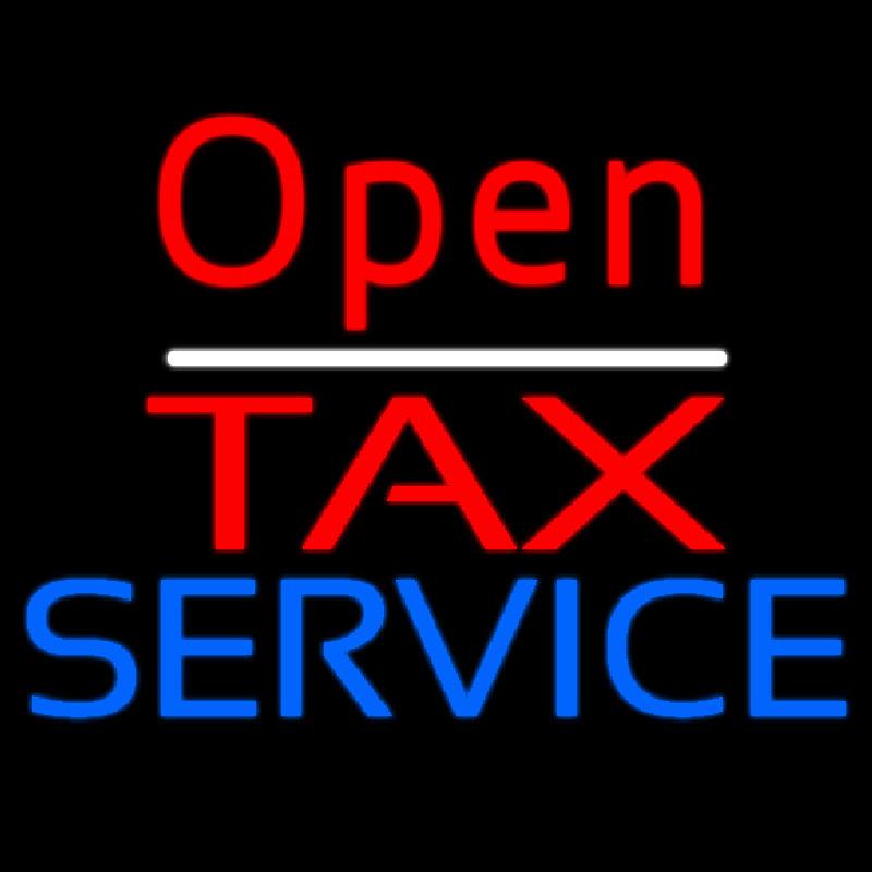 Red Open Tax Service Handmade Art Neon Sign