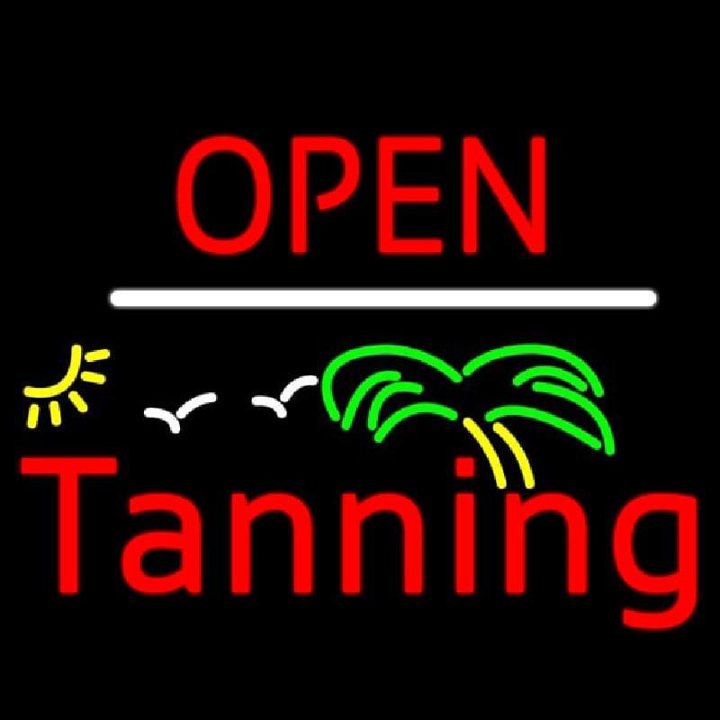 Red Open Tanning Palm Tree Handmade Art Neon Sign