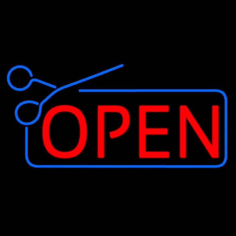Red Open With Scissor Logo Handmade Art Neon Sign