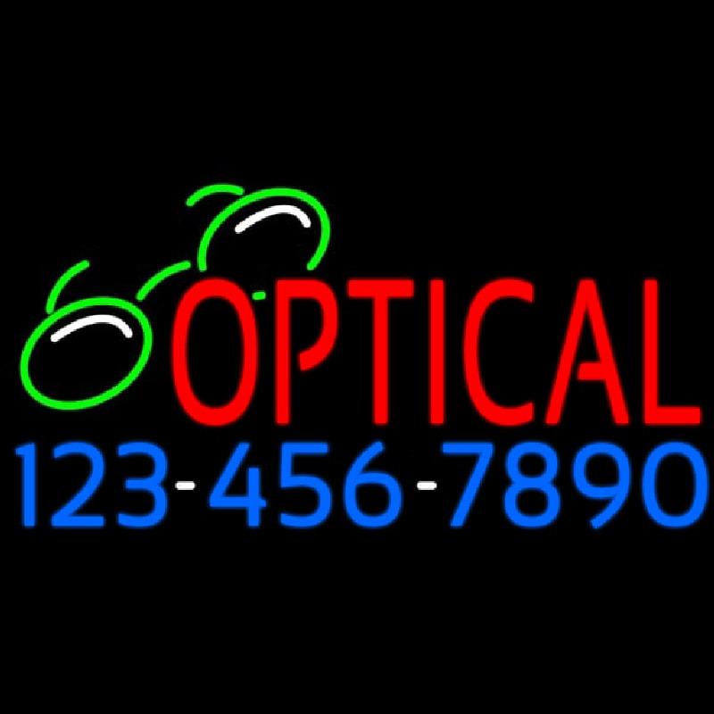 Red Optical With Phone Number Handmade Art Neon Sign