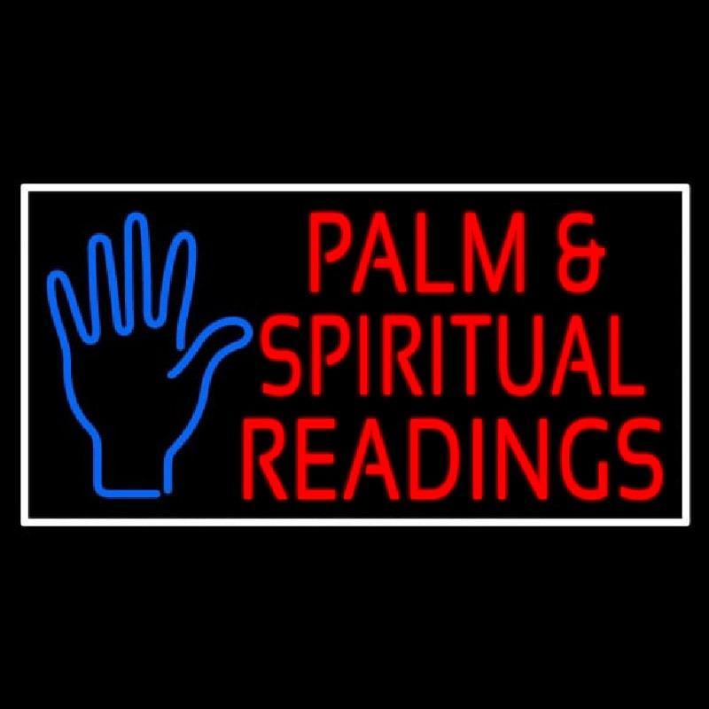 Red Palm And Spiritual Readings White Border Handmade Art Neon Sign