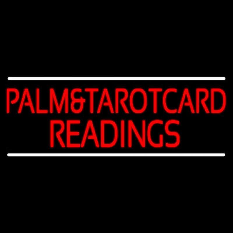 Red Palm And Tarot Card Readings White Line Handmade Art Neon Sign
