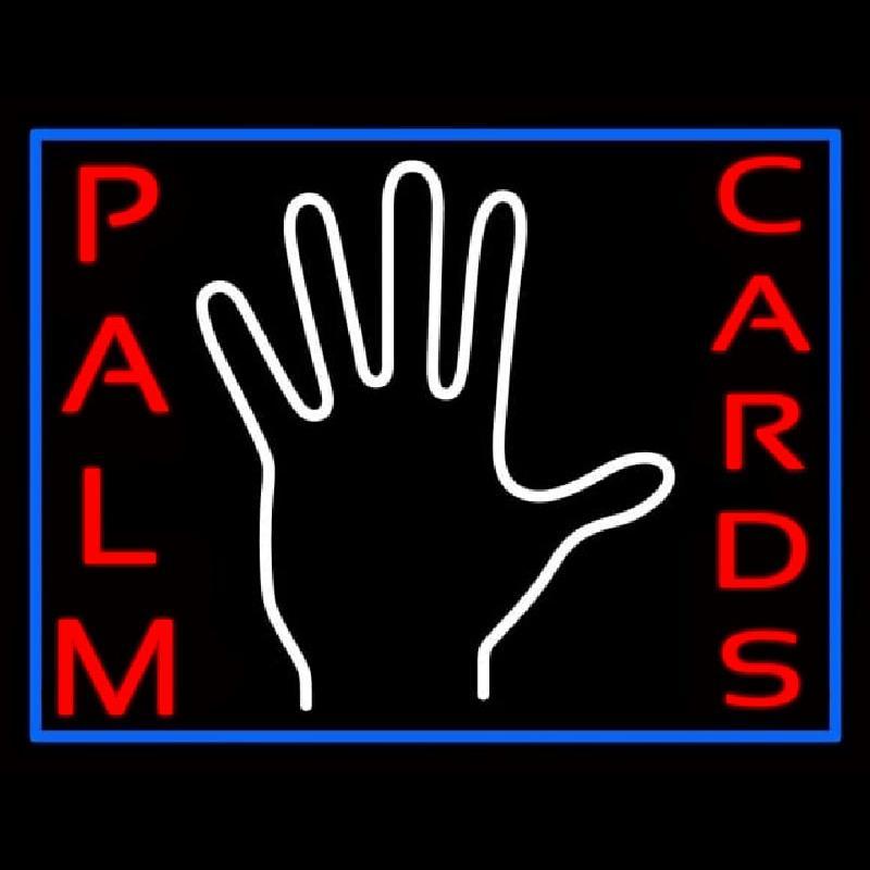 Red Palm Cards With White Logo Handmade Art Neon Sign