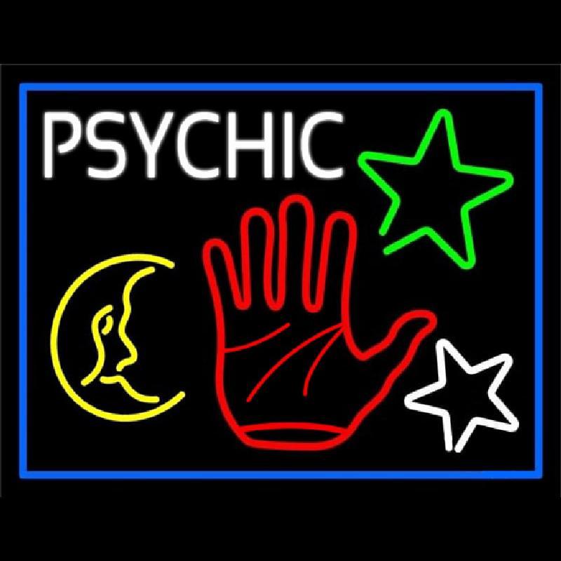 Red Palm Logo Psychic And Blue Border Handmade Art Neon Sign