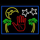 Red Palm Logo Psychic Blue Border Handmade Art Neon Sign