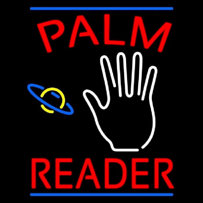 Red Palm Reader Blue Line Handmade Art Neon Sign