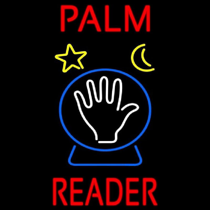 Red Palm Reader With Crystal Handmade Art Neon Sign