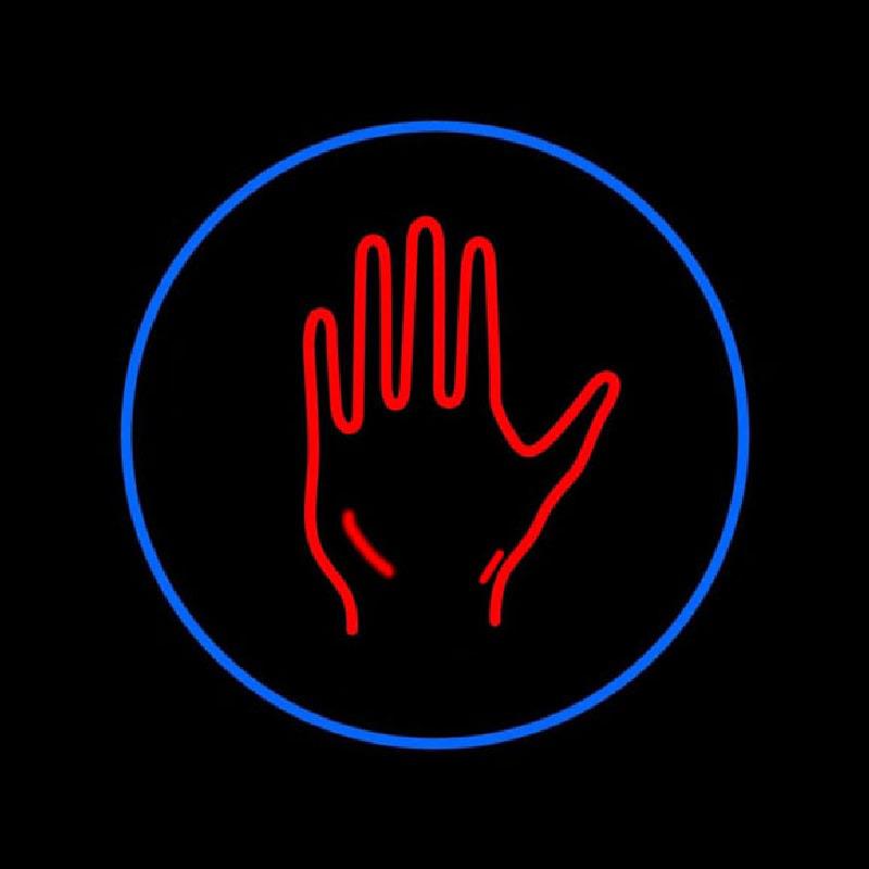 Red Palm With Blue Circle Handmade Art Neon Sign